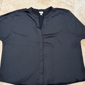 Share A New Day Black Ladies Boxy Top Blouse S/S- Work Wear, Casual, Size Large